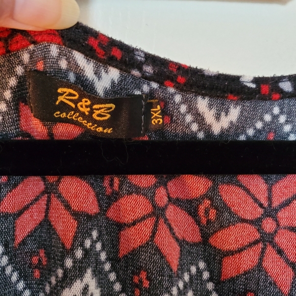 Festive Long Sleeve Tunic - Red and Black - Picture 2 of 6